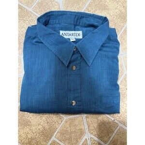 Antartex Long Sleeve Button Up Shirt Mens XL Blue Casual